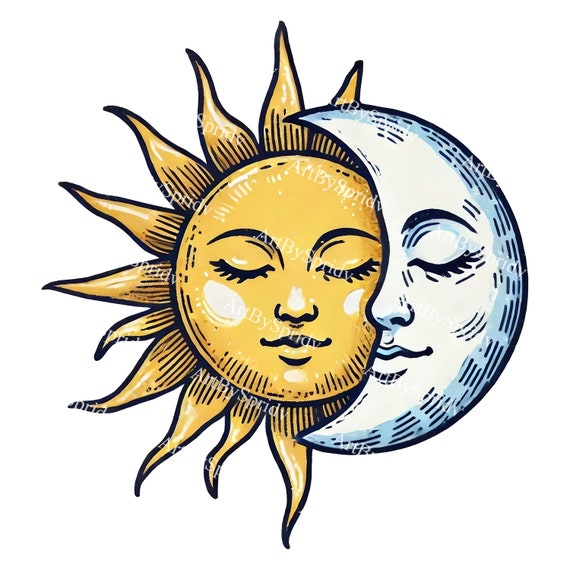 Sun And Moon Together Clipart