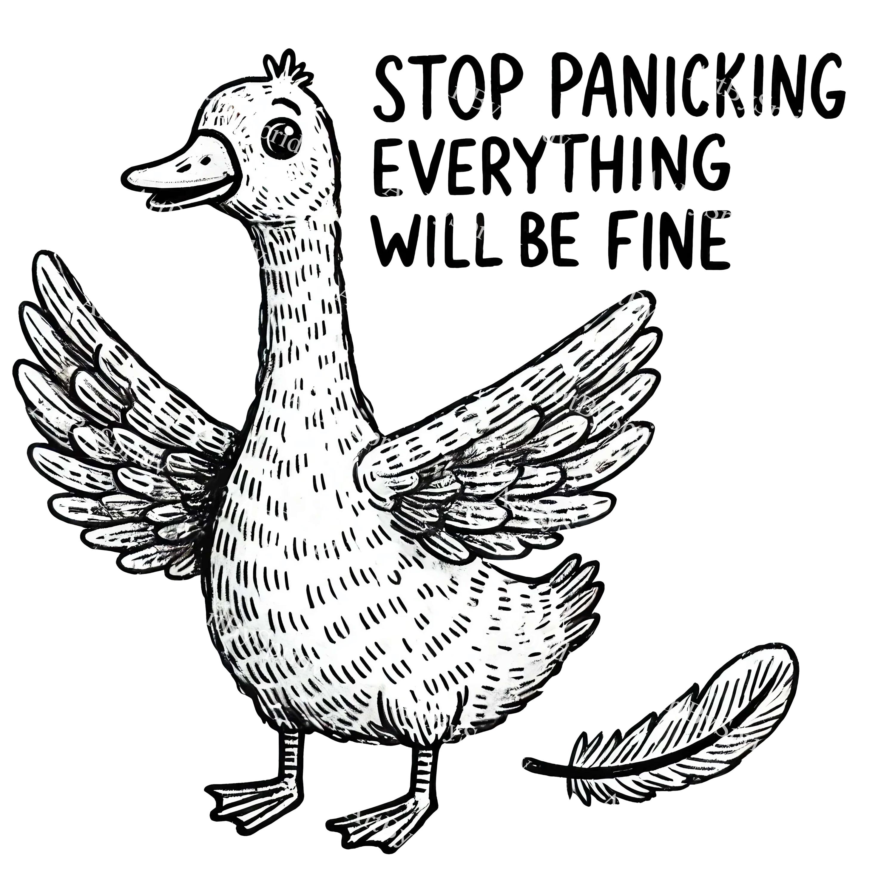 Panic Duck PNG, Stop Panicking Everything Will Be Fine Clipart, Hand ...