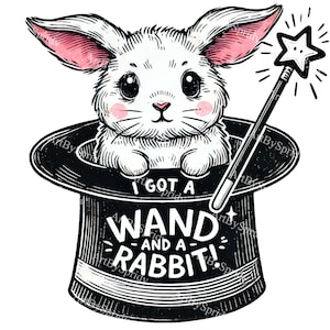 Magic Rabbit PNG Clipart in Top Hat With Wand-art for DIY Crafts ...