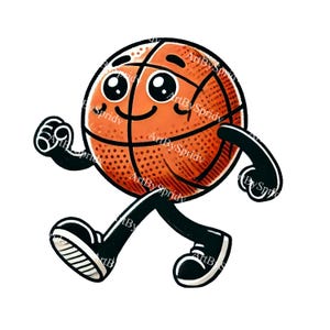 Happy Basketball Transparent PNG Clipart for Sports Designs,Digital Downloads,Kids Party Invites,T-Shirt,DIY Craft Project–Cartoon Clip Art