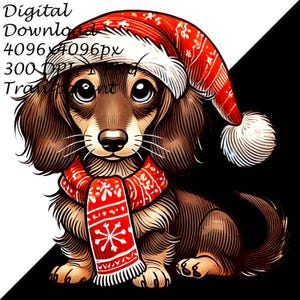 Festive Christmas Dachshund Dog PNG Clipart, Cute Wiener Pet in Santa ...