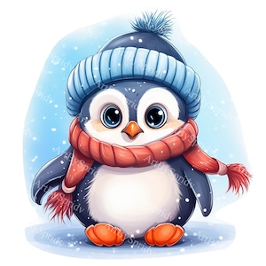 Cute Playful Baby Penguin PNG Clipart, Transparent Animal Lover Print Kid Clip Art, Cartoon Design, DIY Printable Sublimation T-Shirt, Mug