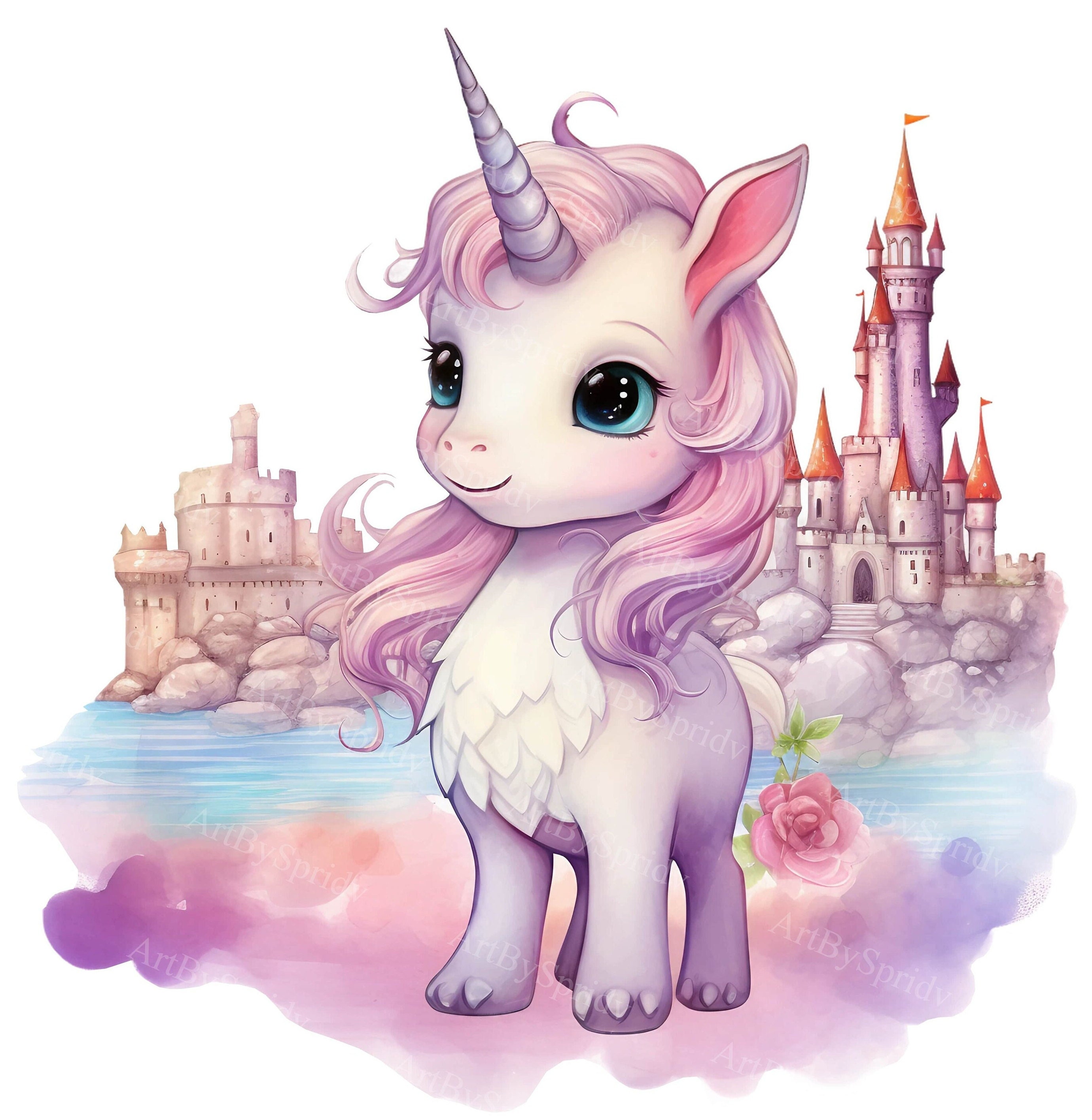 Unicorn Clipart 4 PACK | Magical Castle Floral | Digital Download ...