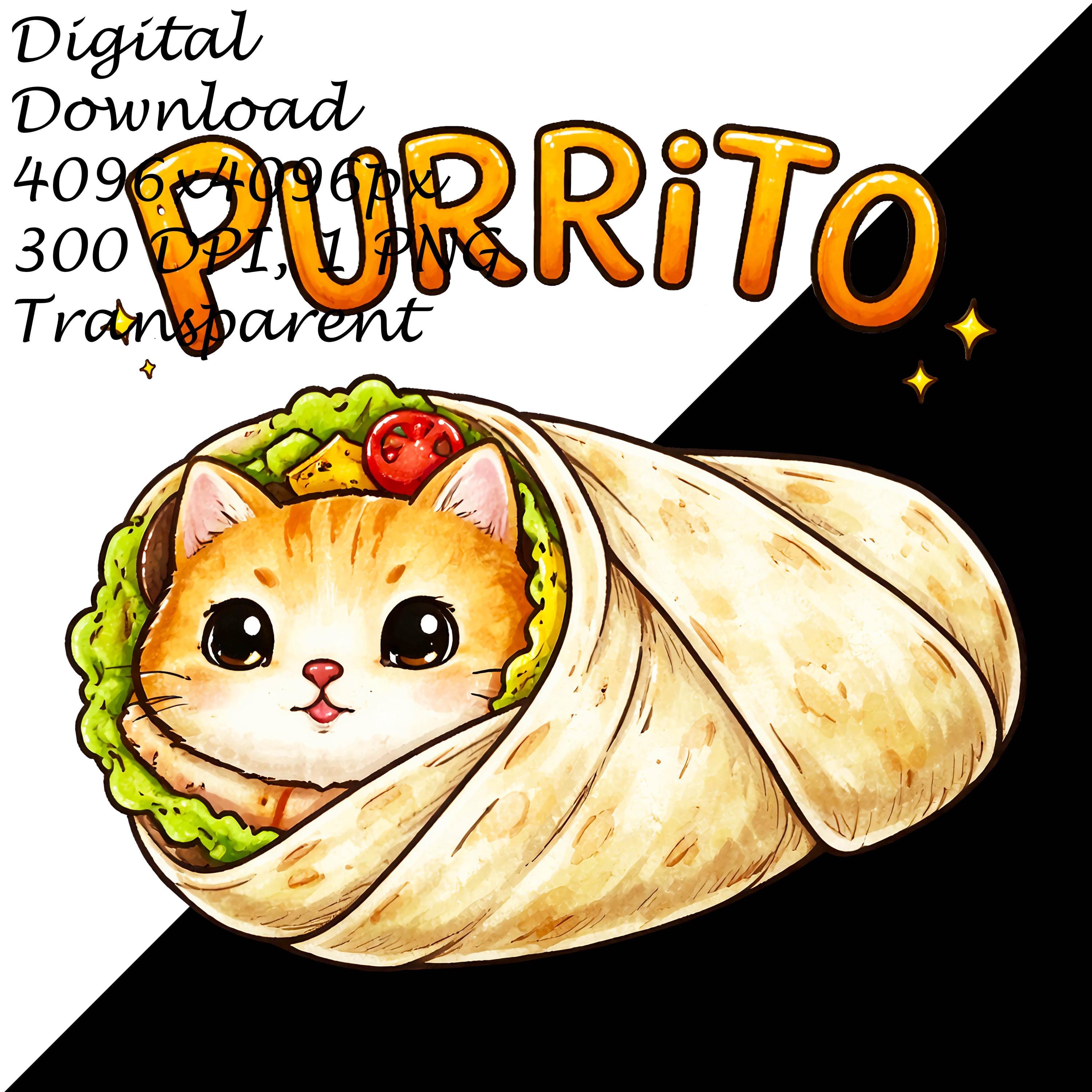 Wrapped Cat Purrito Cat Burrito Transparent PNG Clipart, Cute Kawaii Kitten Wrap ...