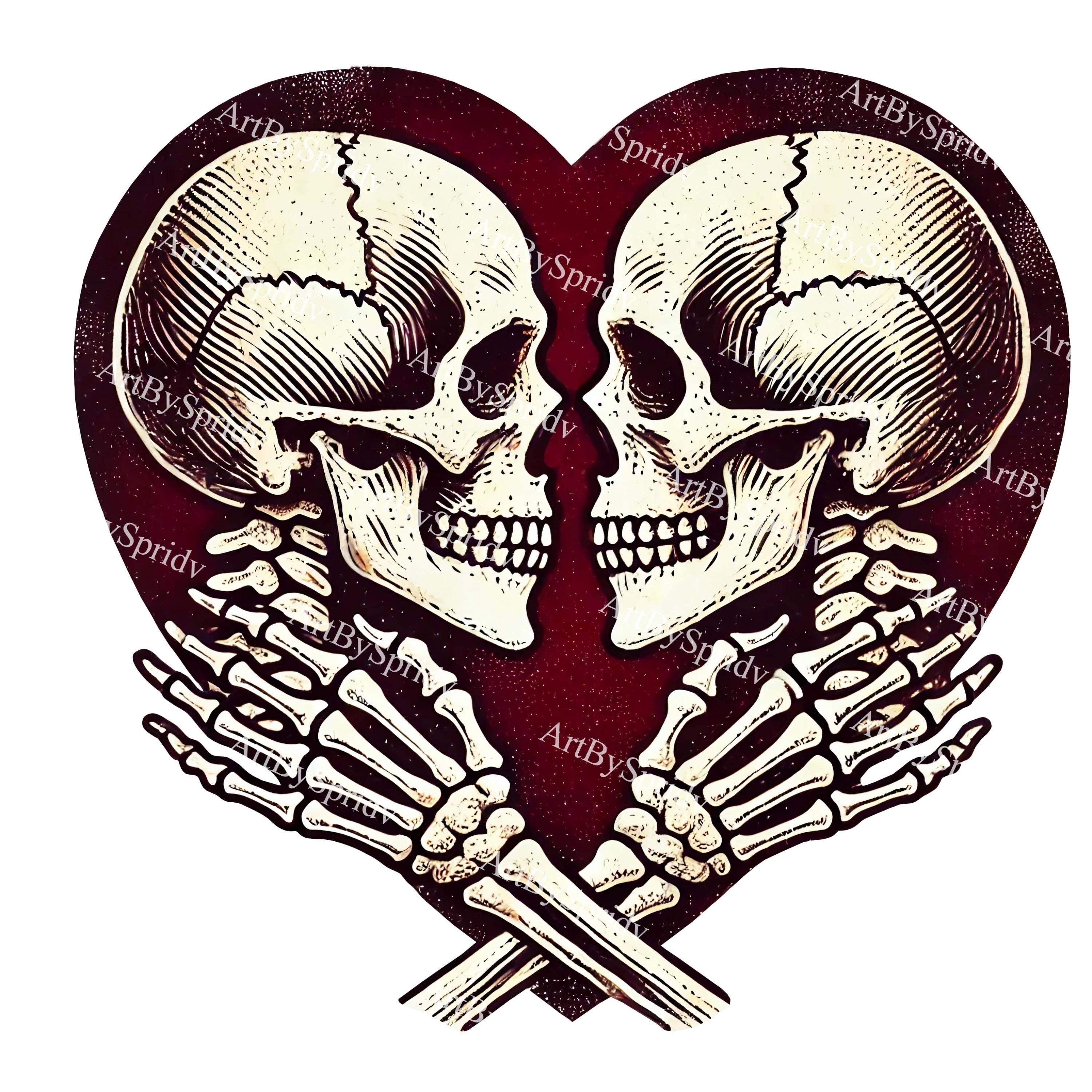 Romantic Skull Heart PNG Clipart, Gothic Love Transparent Illustration ...