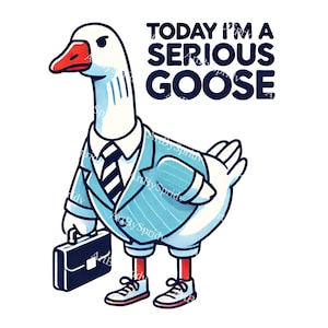 Serious Goose in Business Suit with Briefcase Digital Download PNG Clipart, Humorous T-Shirt, Mug Sublimation Design for DIY Crafts&Apparel