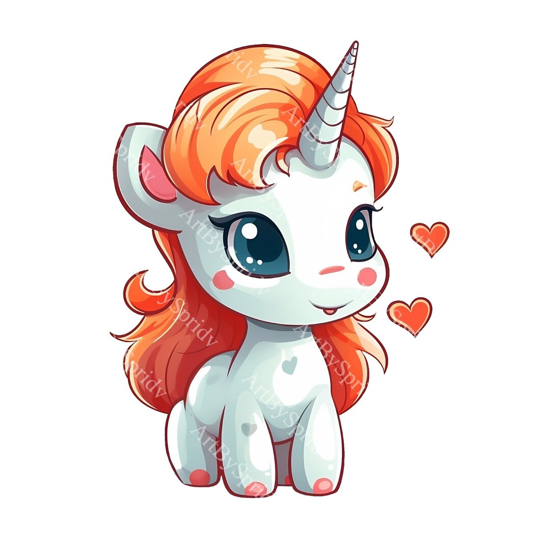 Cute Baby Unicorn PNG Clipart Transparent Cartoon Animal Etsy