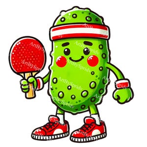 Sportieve augurk transparante PNG-clipart, leuke cartoon digitale illustraties voor kinderen, kinderkamer, stickers, T-shirt, mok, DTG, scrapbooking, DIY Craft