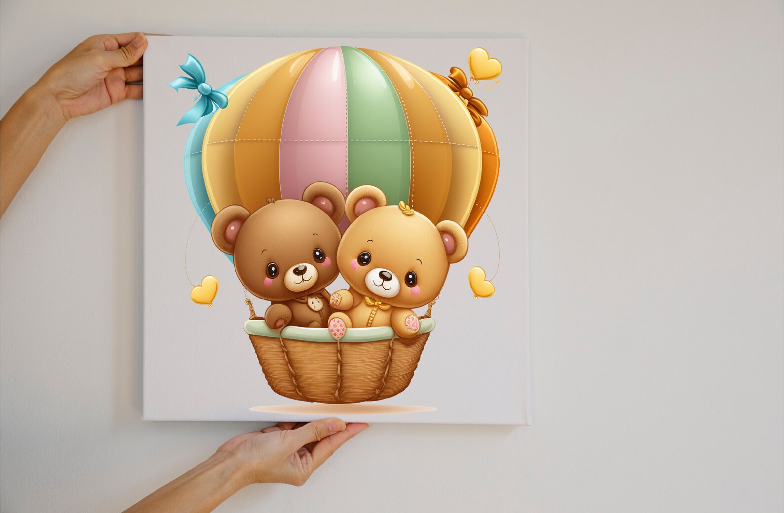 Adorable Teddy Bears in Hot Air Balloon PNG Clipart, Cute Baby Shower ...