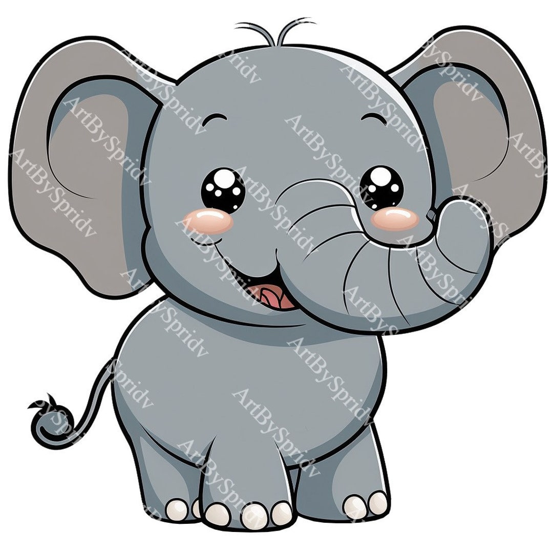 Cute Baby Elephant PNG Transparent Animal Clipartkids Etsy