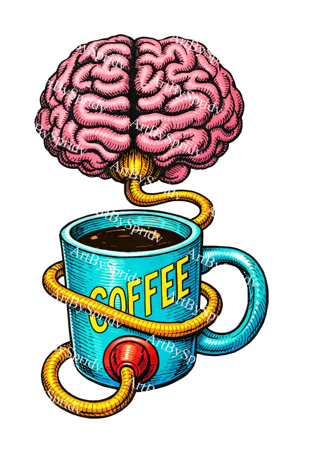 Coffee Brain Plug PNG Clipart Funny Caffeine Addict Design ...