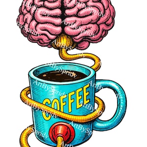 Coffee Brain Plug PNG Clipart Funny Caffeine Addict Design ...