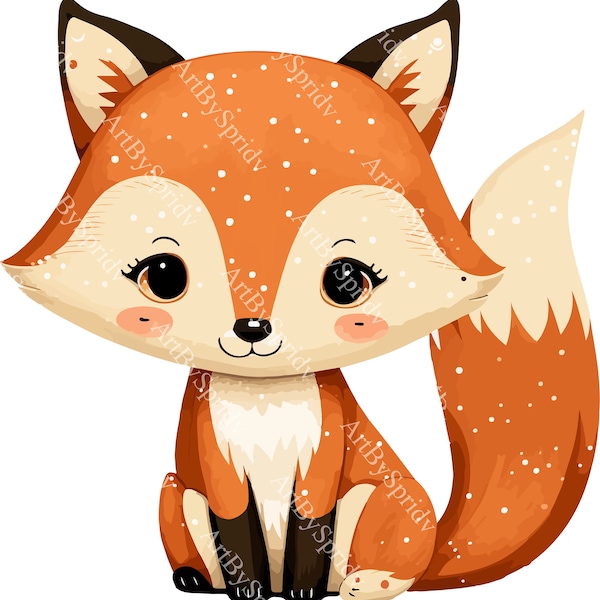 Cute Woodland Fox PNG Clipart, Transparent Forest Animal Clip Art, Printable Sublimation For Kids/Adult, Commercial Use, Baby Shower,T-Shirt