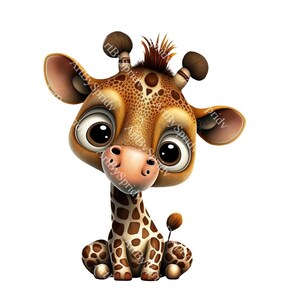 Dessin animé animal girafe transparent PNG impression à la demande Clip Artwork, téléchargement numérique instantané, sublimation clipart, art imprimable prêt à l'emploi