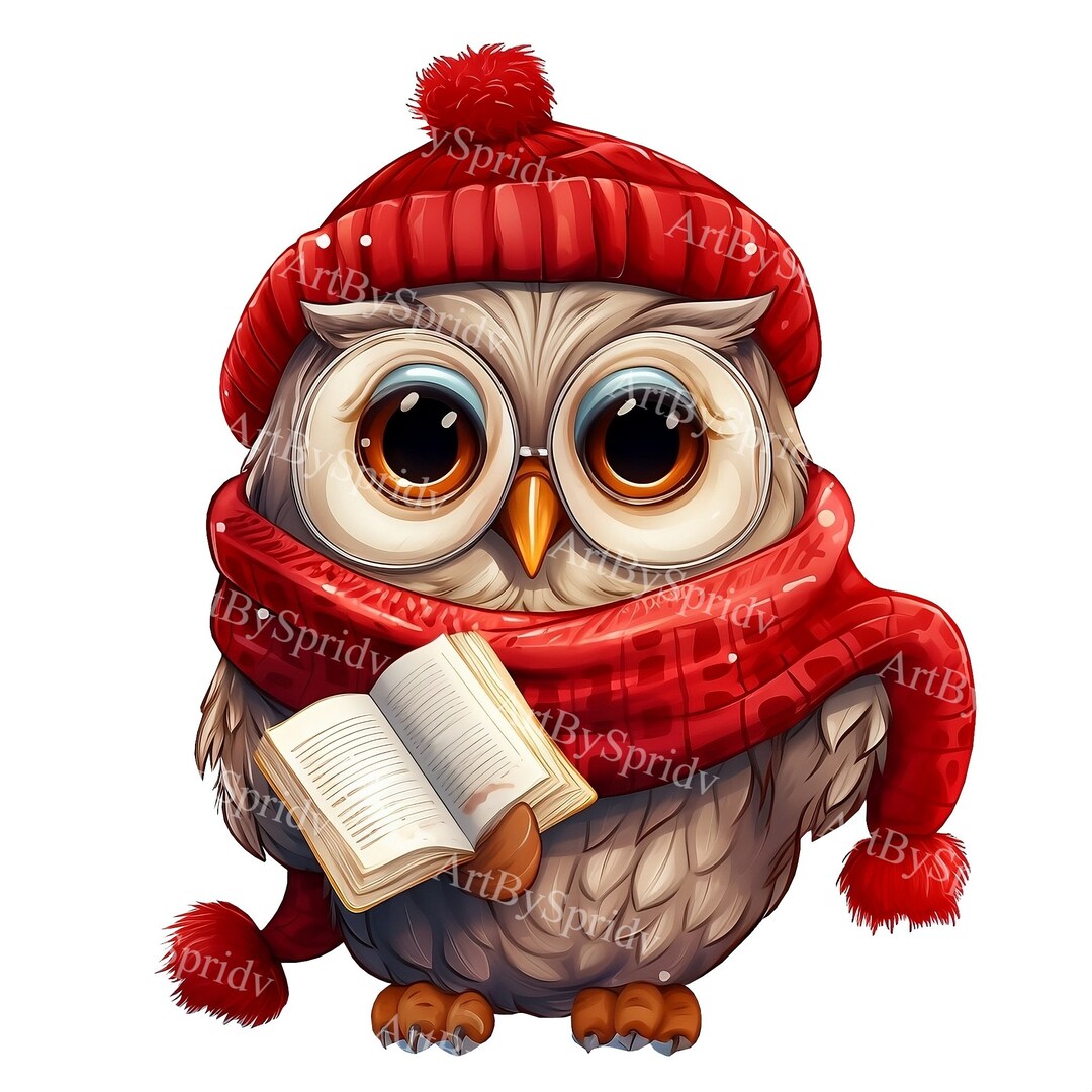 Cute Christmas Owl With Santa Hat Transparent PNG Clipart, Kids/adults ...