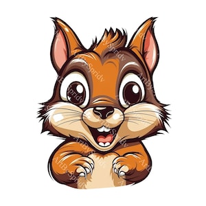 Cartoon Squirrel Face PNG Clipart, Cute Woodland Animal Digital Clip Art DIY Crafts, Invitations, Scrapbooking, Kids Room Decor, T-Shirt,Mug