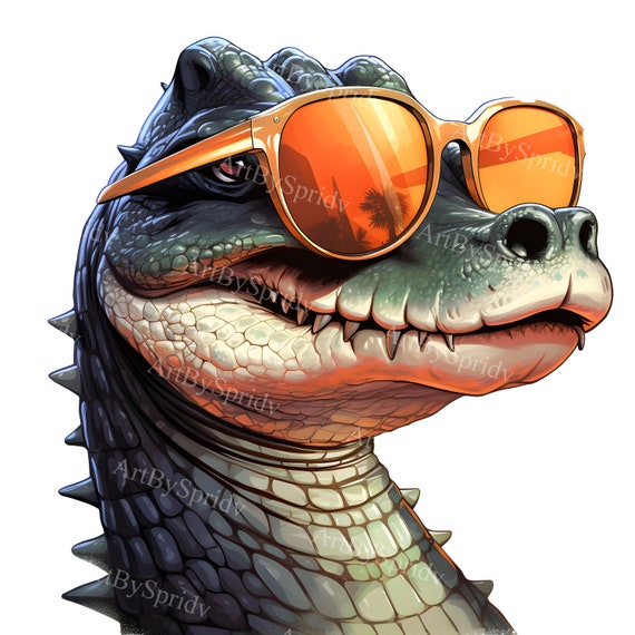 Cool Alligator With Sunglasses PNG Clipart, Fun Animal Digital