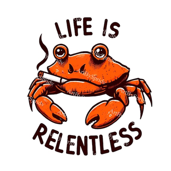 cigarette crab Whimsical Funny Relentless Crab with Cigarette PNG Clipart, Unique Humorous  Illustration Art, Quirky Sea Creature Artwork, Printable Design