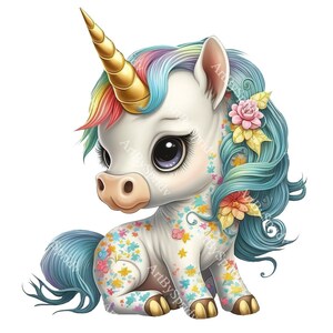 Cute Unicorn Floral PNG, Transparent Animal Clipart, Kids Cartoon ...