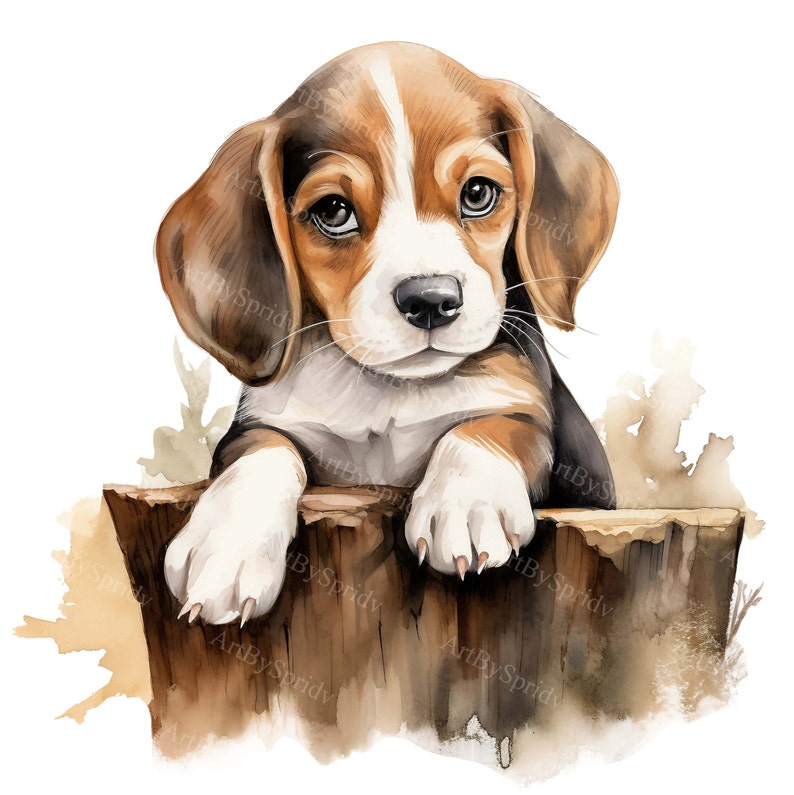 Watercolor Cute Beagle Puppy Dog - Transparent 4 PNG Clipart-printable ...