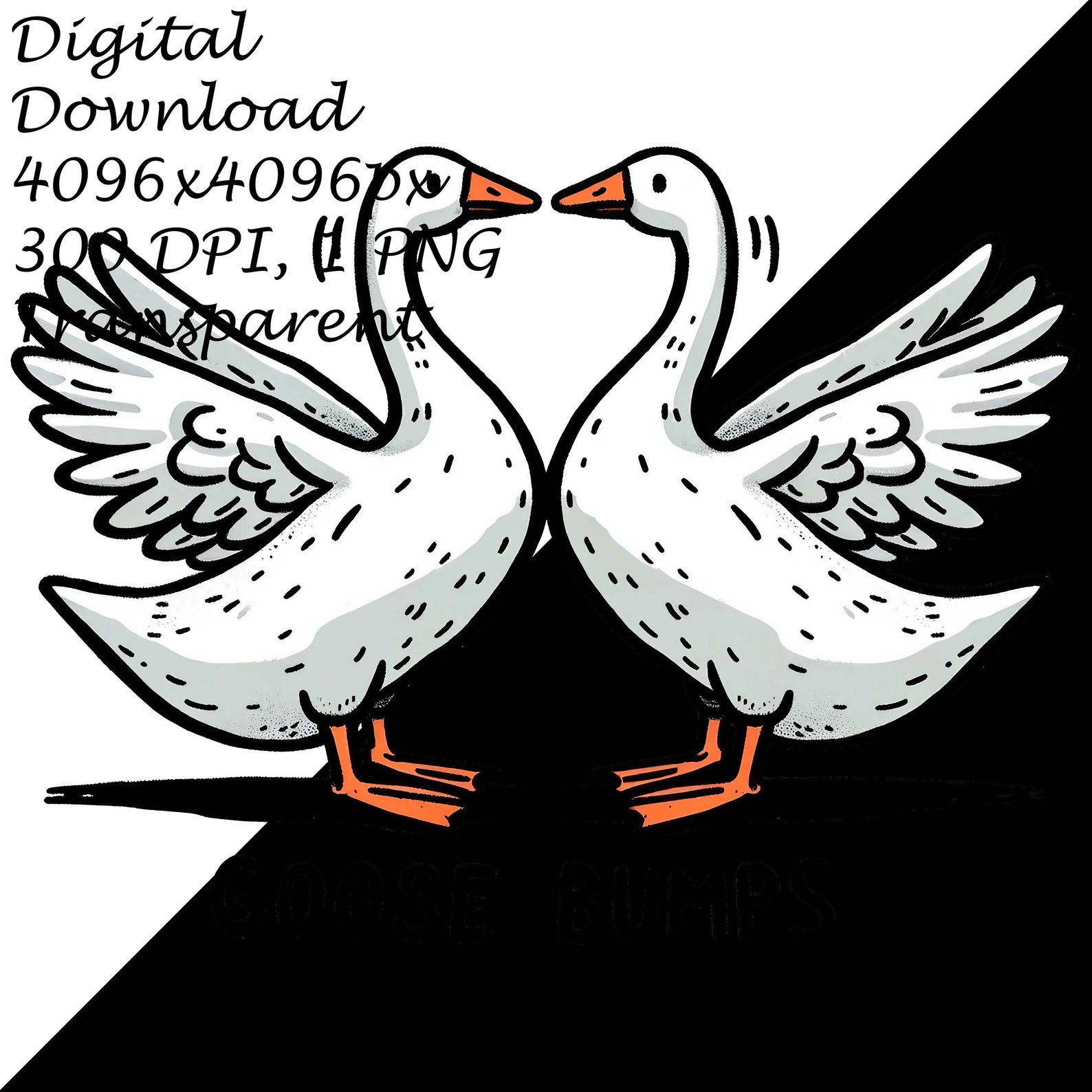 Goose Bumps Clipart, Two Geese Digital Download PNG Illustration, Fun ...