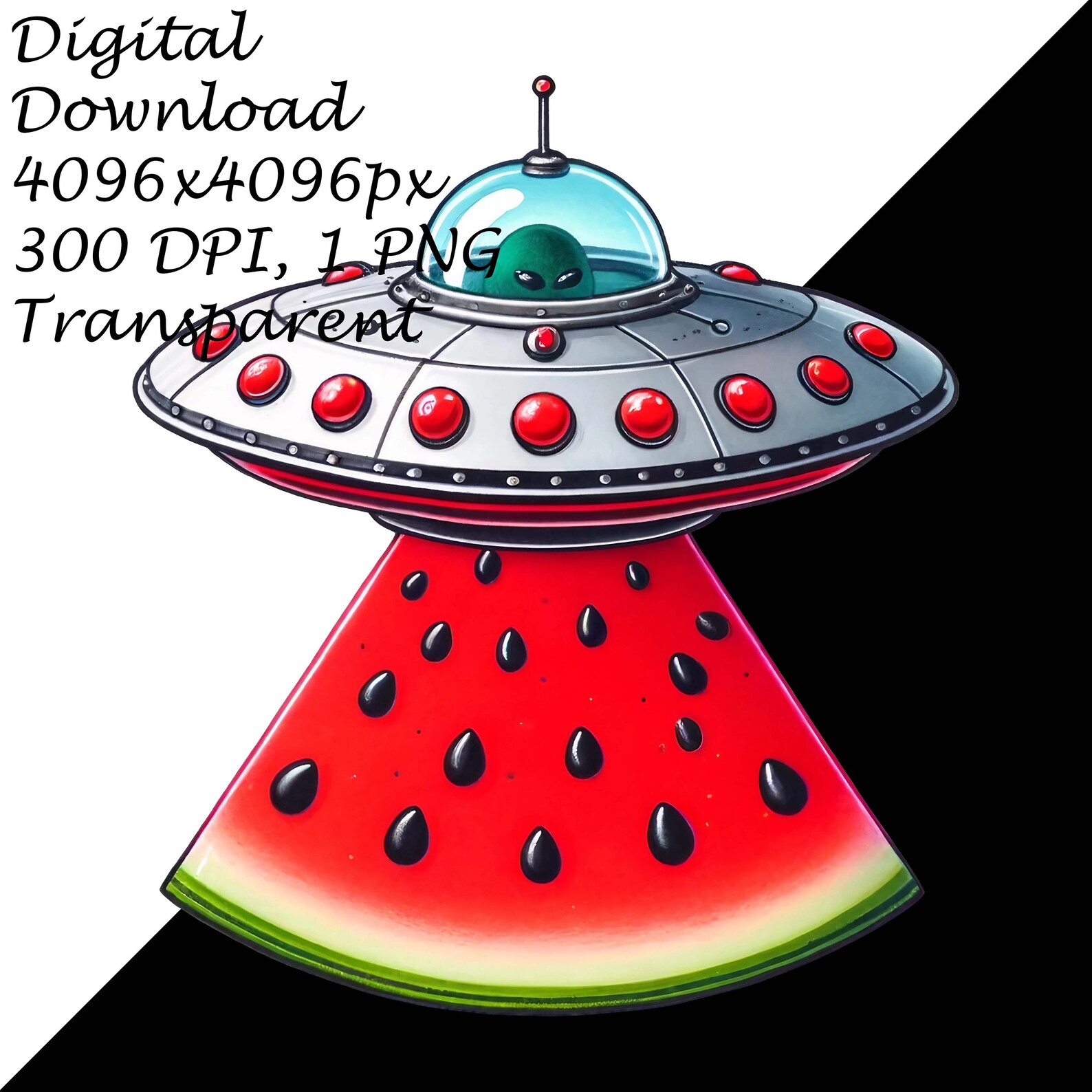 Watermelon UFO Clipart | Transparent PNG Image for Crafts, Invitations ...