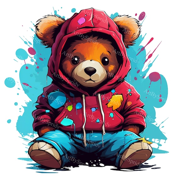 Teddy bear sales hoodie colorful