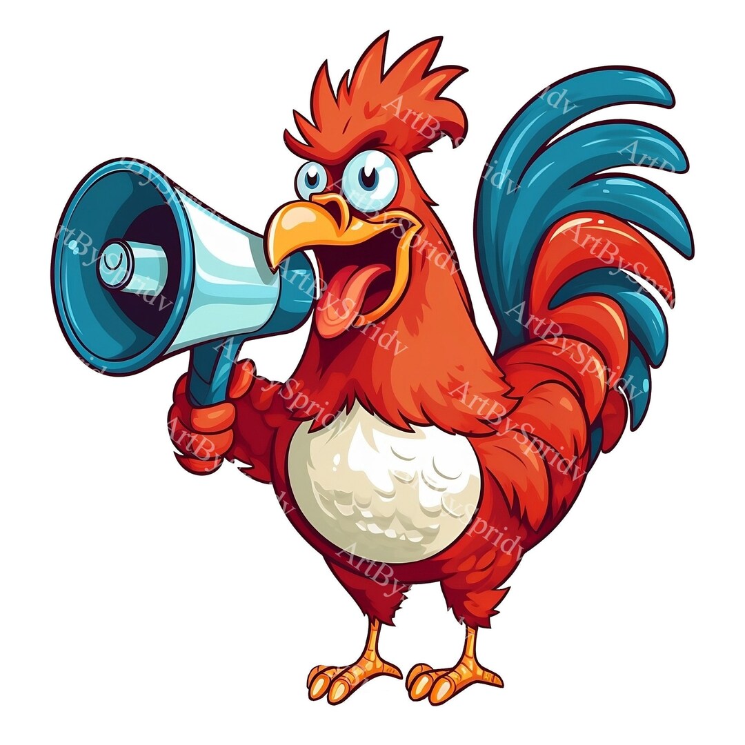A Rooster With A Megaphone PNG Clipart,transparent Farm Animal Lover Print,clip Art Design,diy
