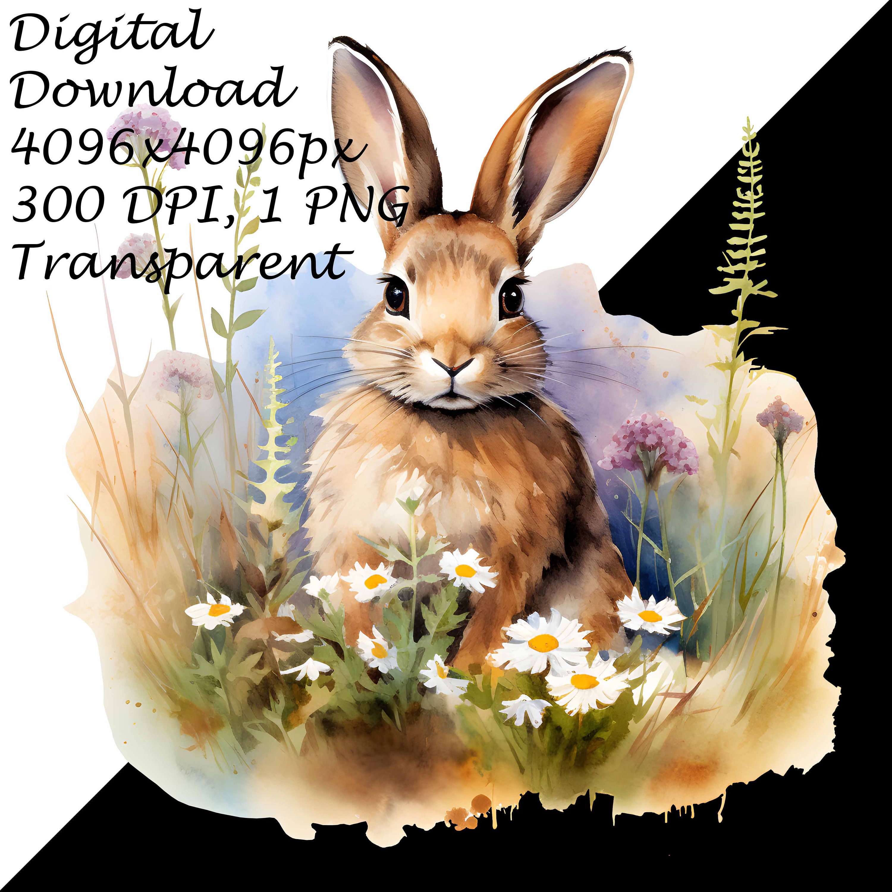 Adorable Watercolor Rabbit Clipart With Wildflowers | Woodland Animal ...