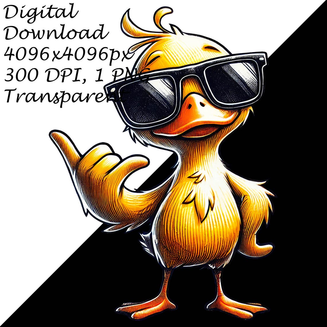 Cool Duck PNG Sublimation Design With Sunglasses | Funny Cartoon Duck ...