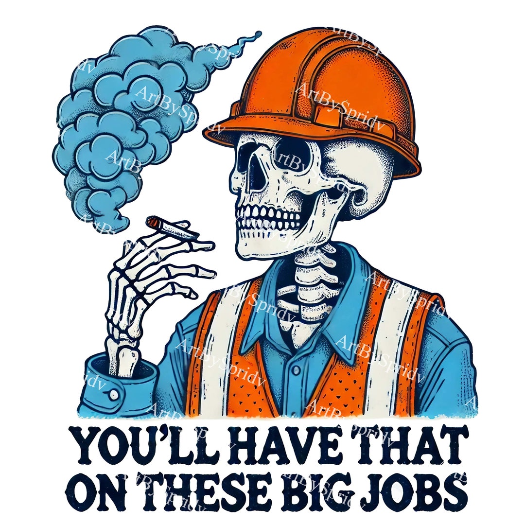 Unique Skeleton Construction Worker Smoking Download PNG Clipart, DIY ...