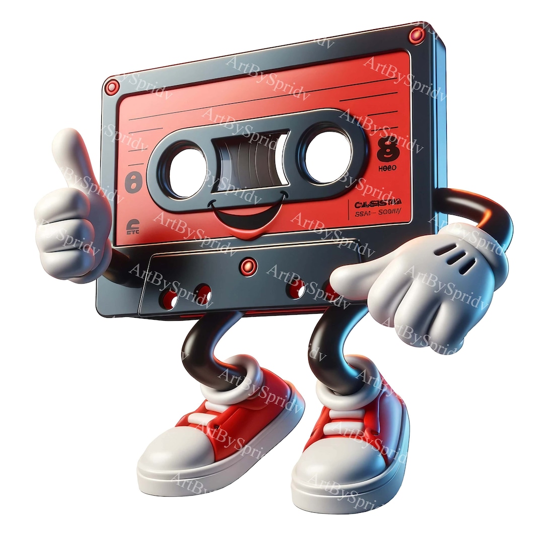 Retro Dancing Cassette Tape Clipart 80s Nostalgia Digital PNG