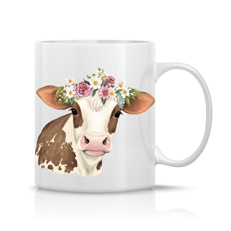 Floral Cow PNG Clipart, Farm Animal With Flower Crown, Cute Rustic Clip ...