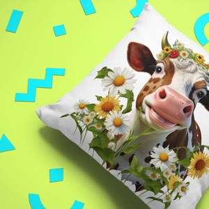 Cute Floral Cow PNG, Transparent Farm Flower Animal Clipart, Kids ...