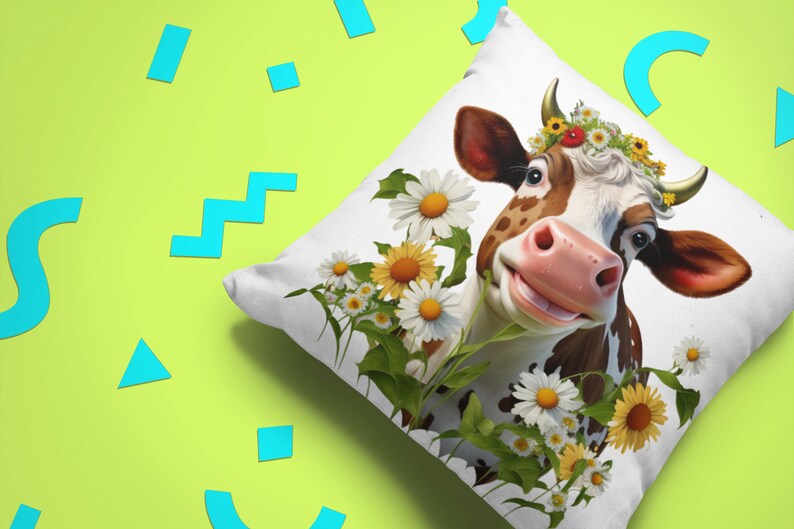 Cow With Flower Crown PNG Clipart, Cute Farm Animal Illustration With ...