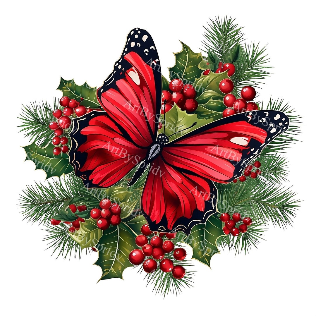 Christmas Butterfly With Tree Transparent PNG Clipart, Kids/adults
