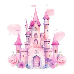 Enchanting Watercolor Princess Castle Clipart | Fairytale Castle PNG ...