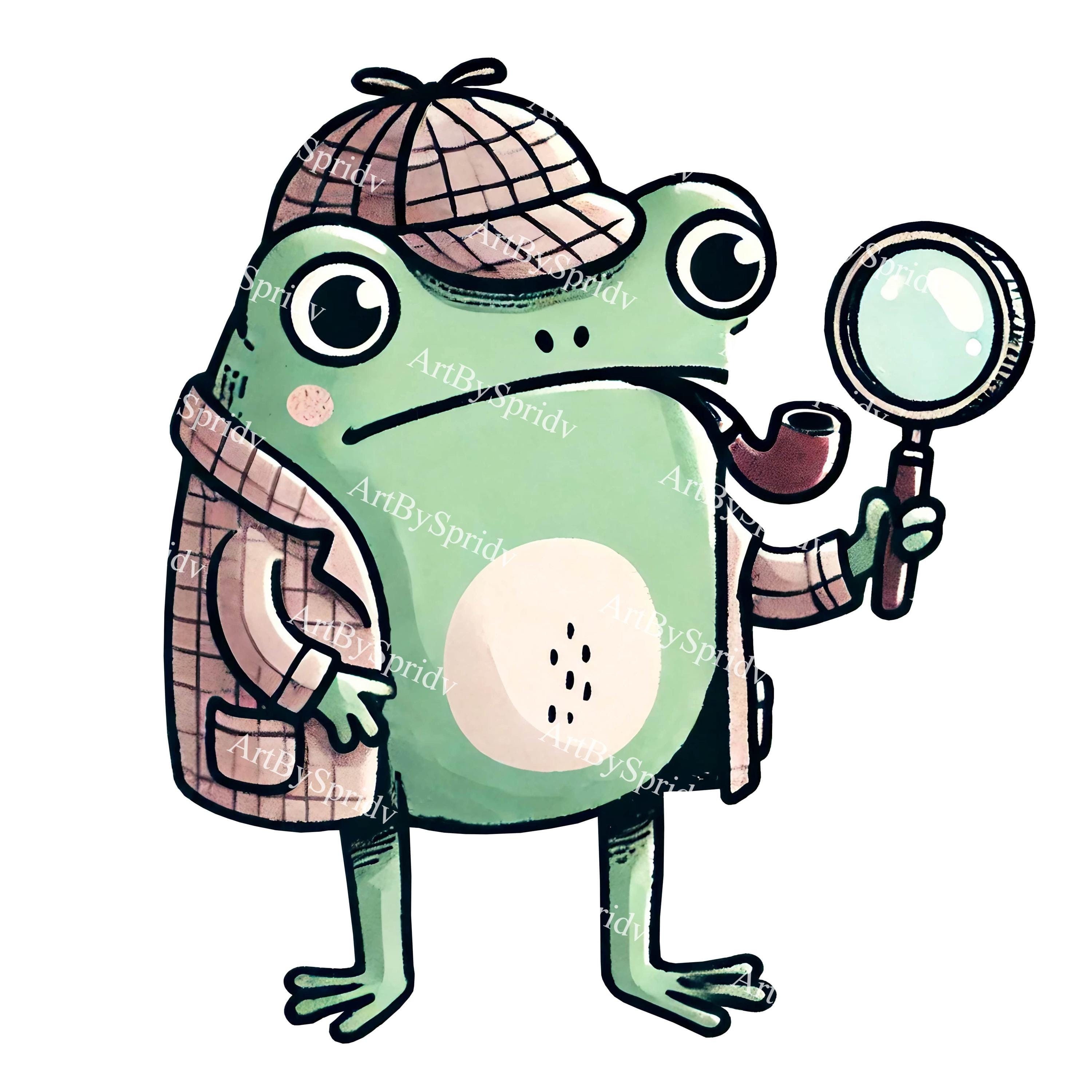 Detective Frog Clipart PNG, Cute Amphibian With Magnifying Glass ...