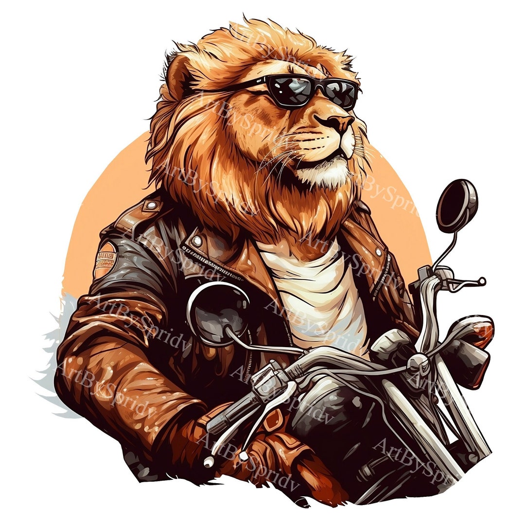 Lion Riding Motorcycle Transparent PNG Clipart,kid/adult Digital Design ...