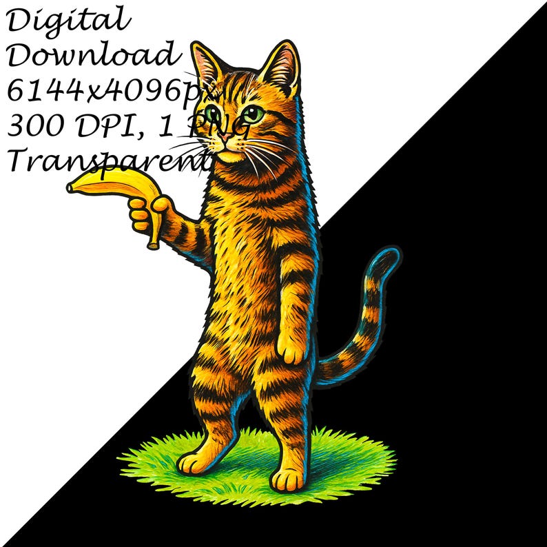 Funny Tabby Cat With Banana PNG - Meme Cat Transparent Clipart ...