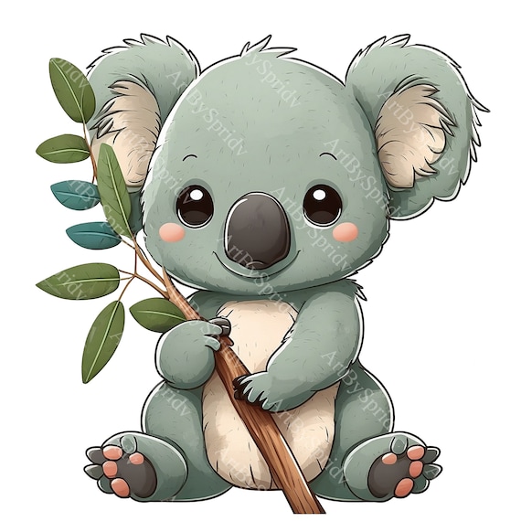 Koala Eucalyptus Branch PNG Clipart,transparent Animal Floral