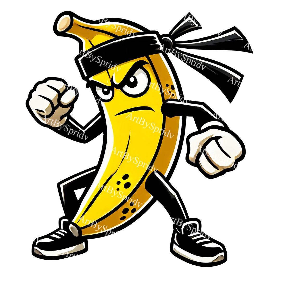 Ninja Banana PNG Clipart, Cartoon Fruit Clip Art, Warrior Banana