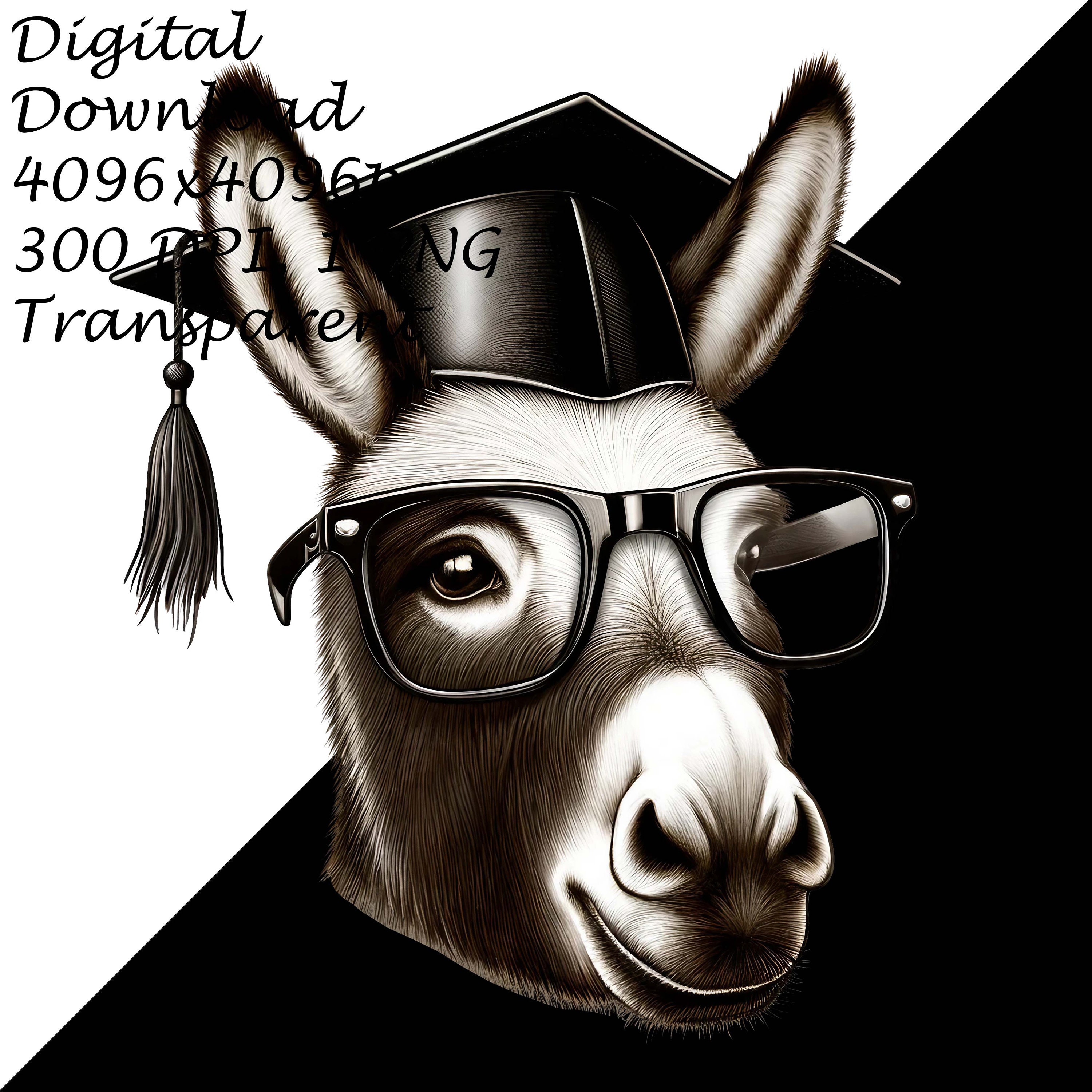 Scholarly Donkey Clipart - Graduation Cap and Glasses PNG, Academic ...