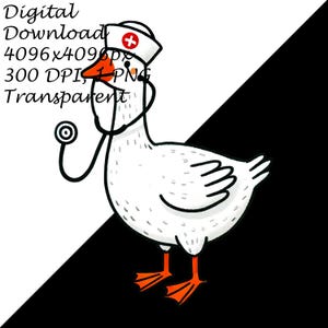 Digital Nurse Goose PNG Clipart, Silly Goose With Nurse Hat and ...