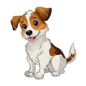 Adorable caricatura de perro clipart - PNG transparente para sublimación imprimible, linda ilustración de cachorro, descarga digital para manualidades y camisetas