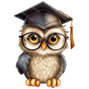 Baby Owl with Glasses & Graduation Cap PNG Clipart,Cute Scholarly Graduation Decor,Teacher Appreciation,Back to School DIY Craft Sublimation