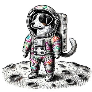 Astronaut Dog Clipart - Space Adventure PNG, Cosmic Canine Art, Digital Download, Scrapbooking, Kids Room Decor, Sticker Design, T-Shirt,Mug