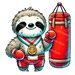 Sloth Happy Print Boxing Gloves