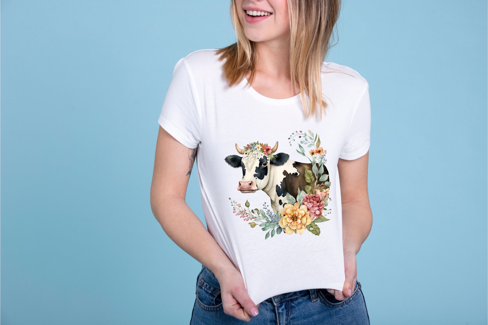 Cute Floral Cow PNG, Transparent Farm Flower Animal Clipart, Kids ...