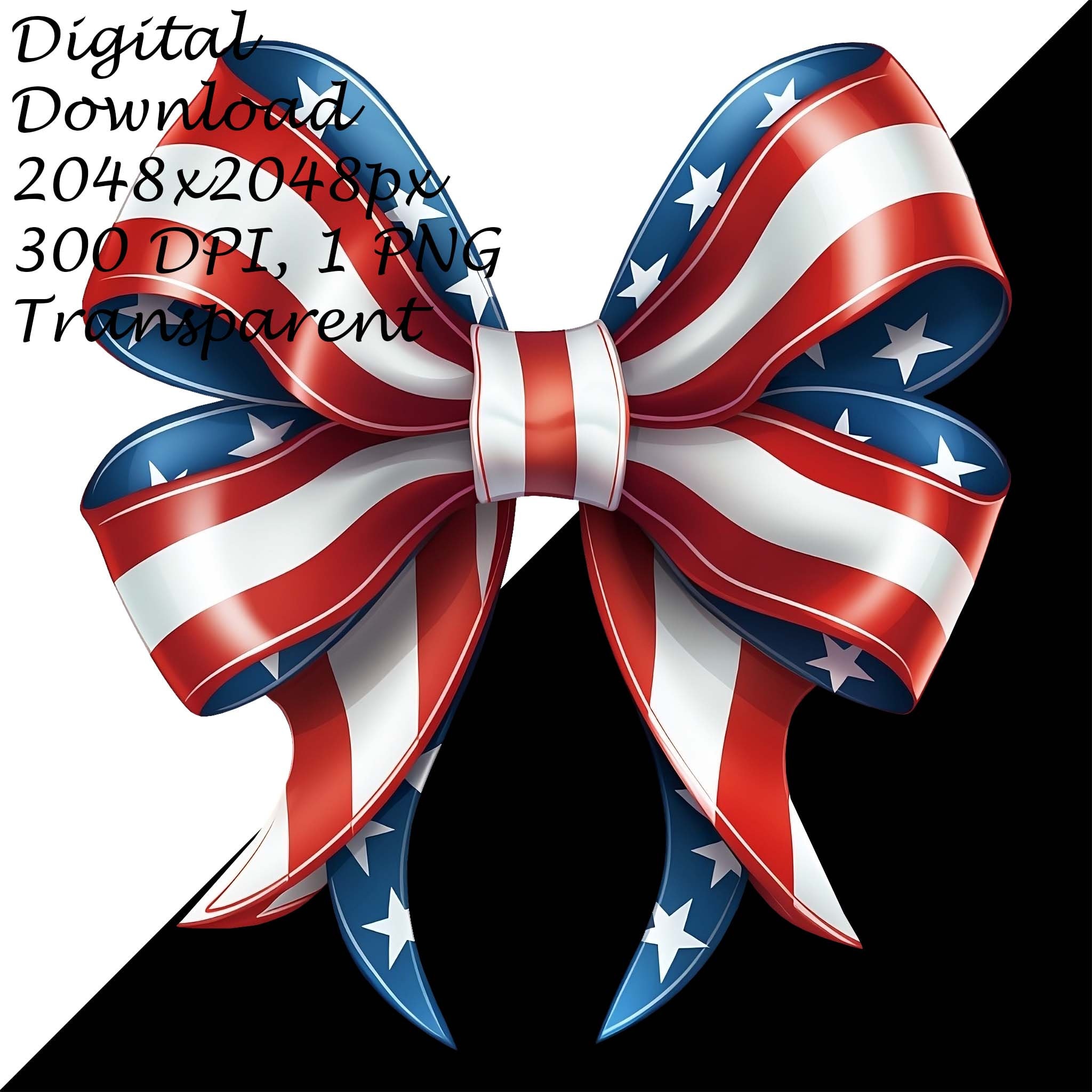 Patriotic American Flag Ribbon Clipart - Stars and Stripes Bow PNG for ...